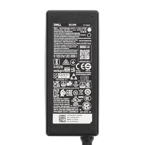19.5V 3.34A 65W Slim Black Power Adapter with 4.5mm x 3.0mm Pin Size Charger Compatible with Part Numbers 450-AECO 43NY4 MGJN9 G6J41 UK