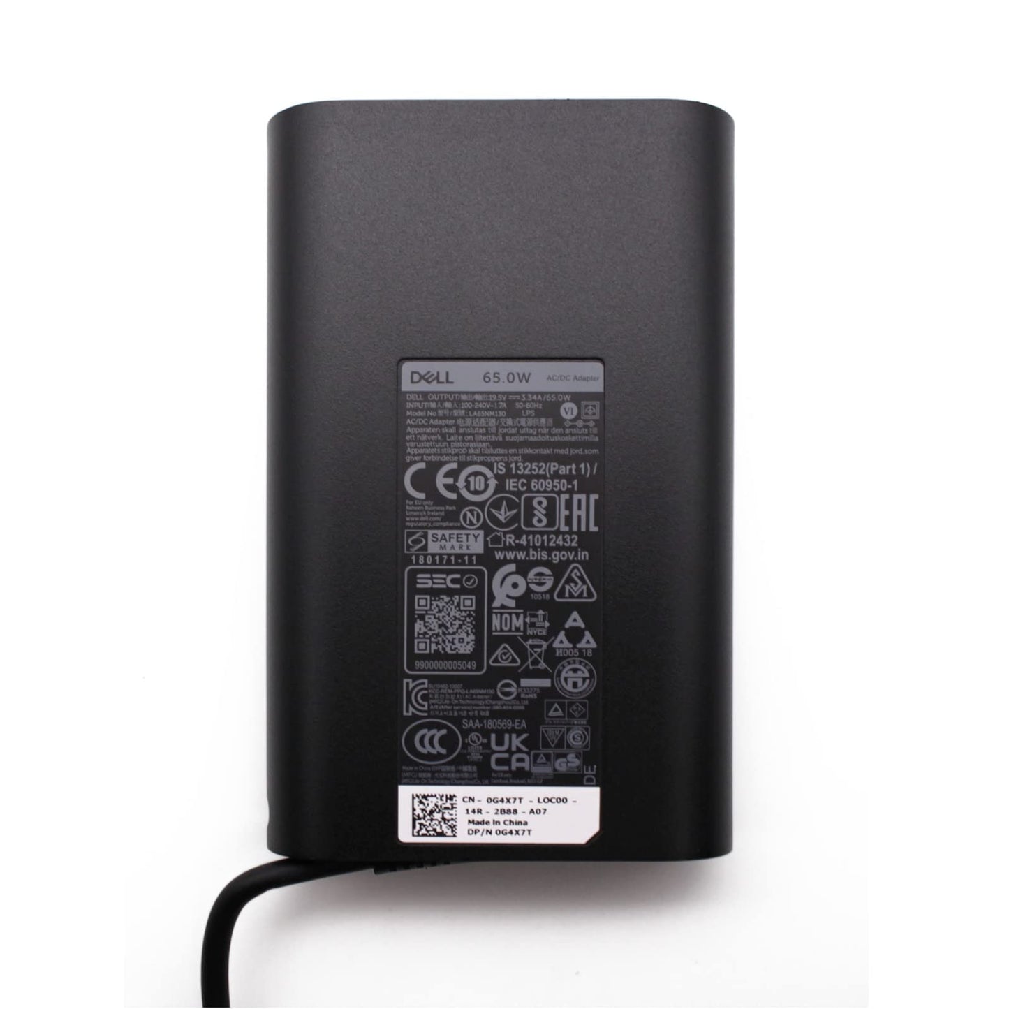 Dell Genuine 65W Charger For Latitude 3160, 3180, 3189, 3330, 3380, 3480, 3570, 3580, 5480, 5280, 5580, 7270, 7480 Laptop AC Adapter PSU With UK Power Cord