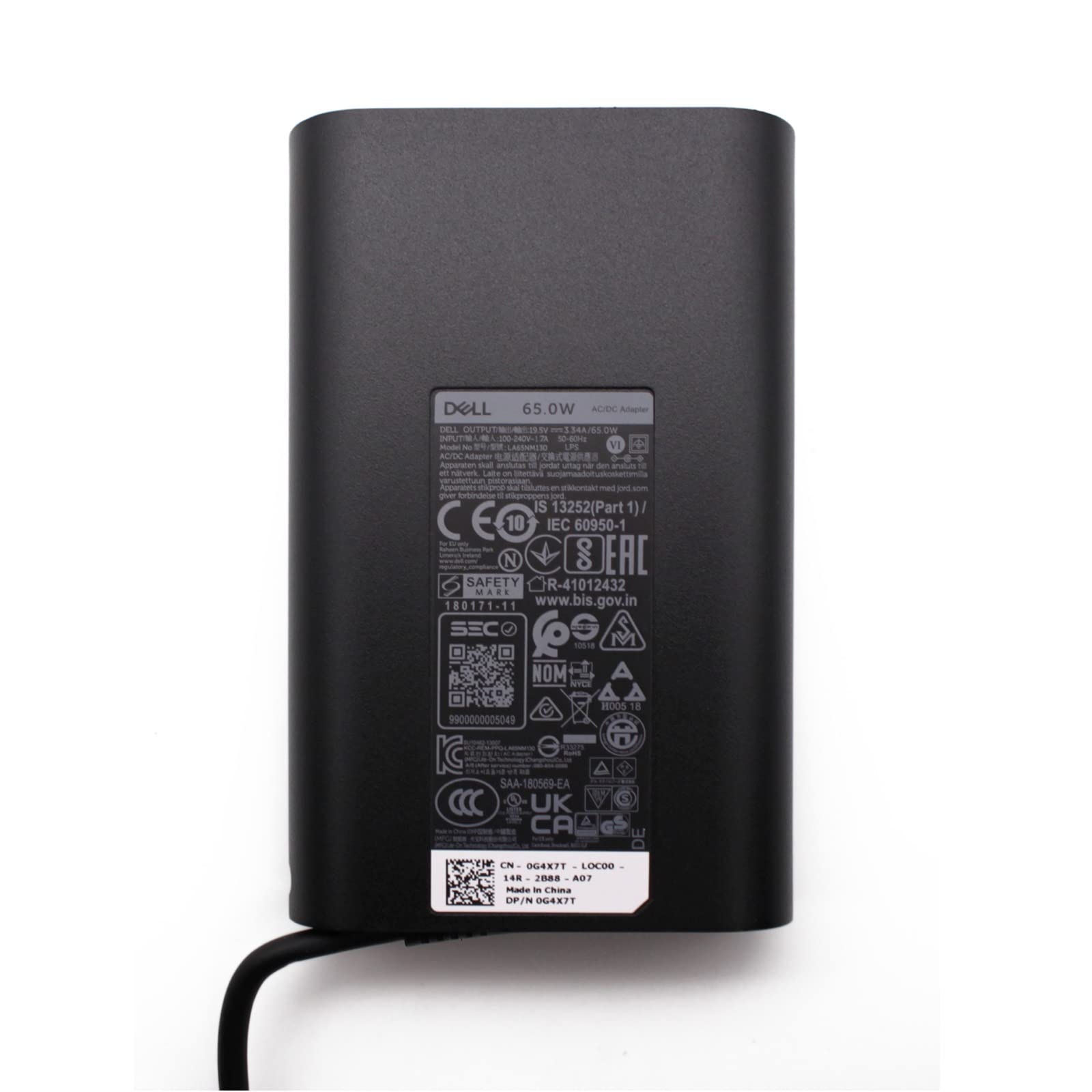 Dell Genuine 65W Charger For Latitude 3160, 3180, 3189, 3330, 3380, 3480, 3570, 3580, 5480, 5280, 5580, 7270, 7480 Laptop AC Adapter PSU With UK Power Cord