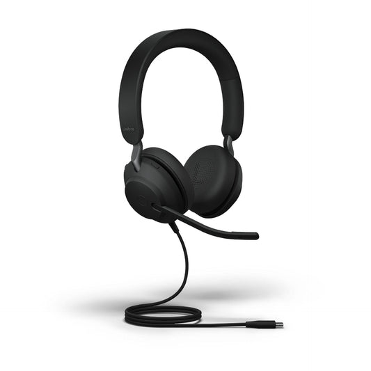 Jabra Evolve2 40 PC Headset – Noise Cancelling Microsoft Teams Certified Mono Headphones With 3-Microphone Call Technology – USB-A Cable – Black