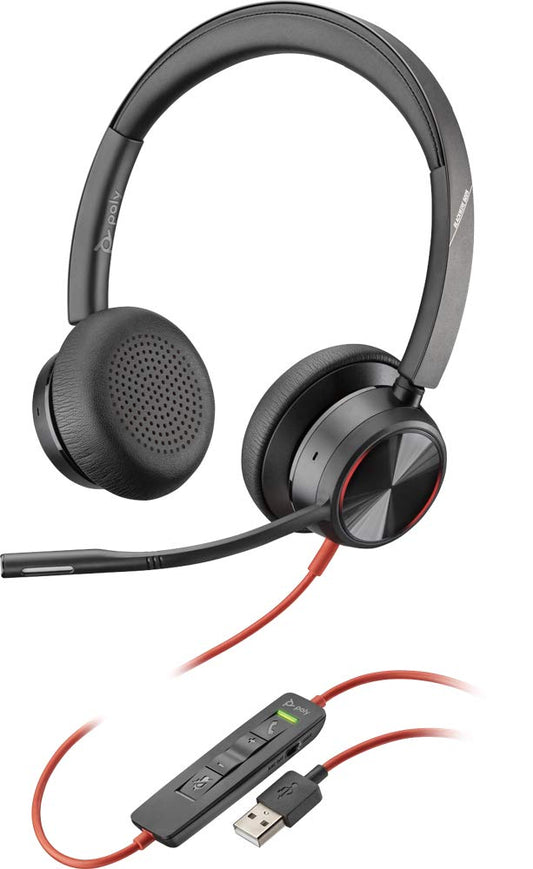 Poly Stereo headset 'Blackwire 8225-M', active noise cancelling and flexible microphone arm,